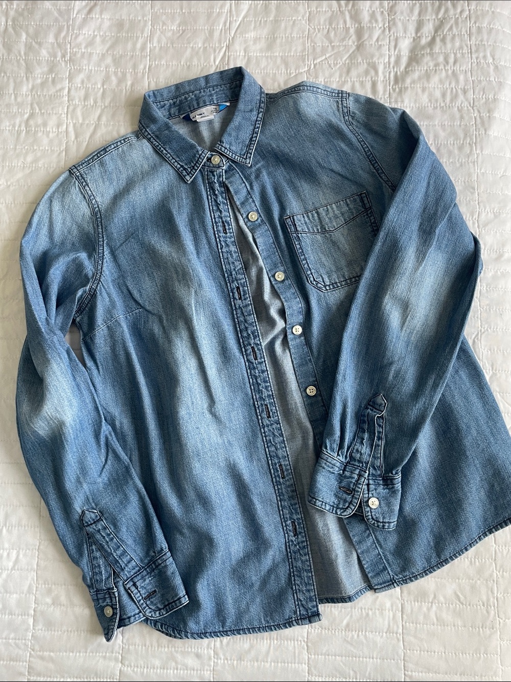 Old Navy Medium Blue Denim Button-Down Shirt